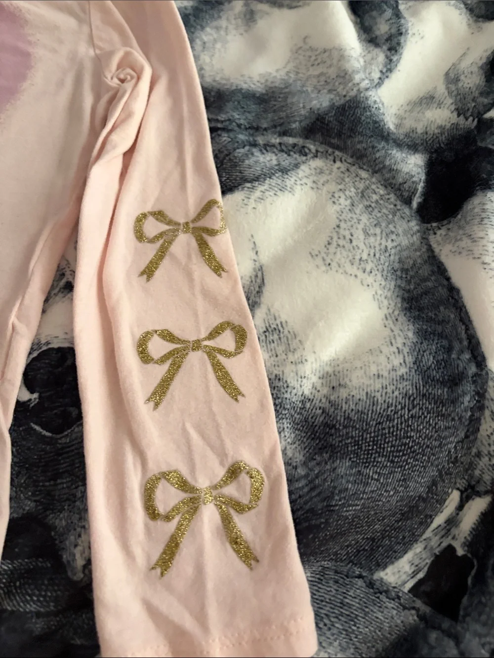 The Children's Place Pink Long-Sleeve Tee with Black Cat and Gold Bow Accents